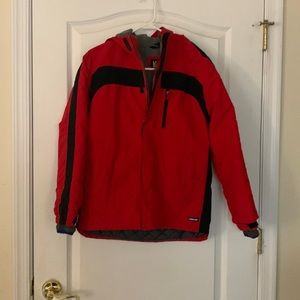Big kids Lands End hooded red winter coat
